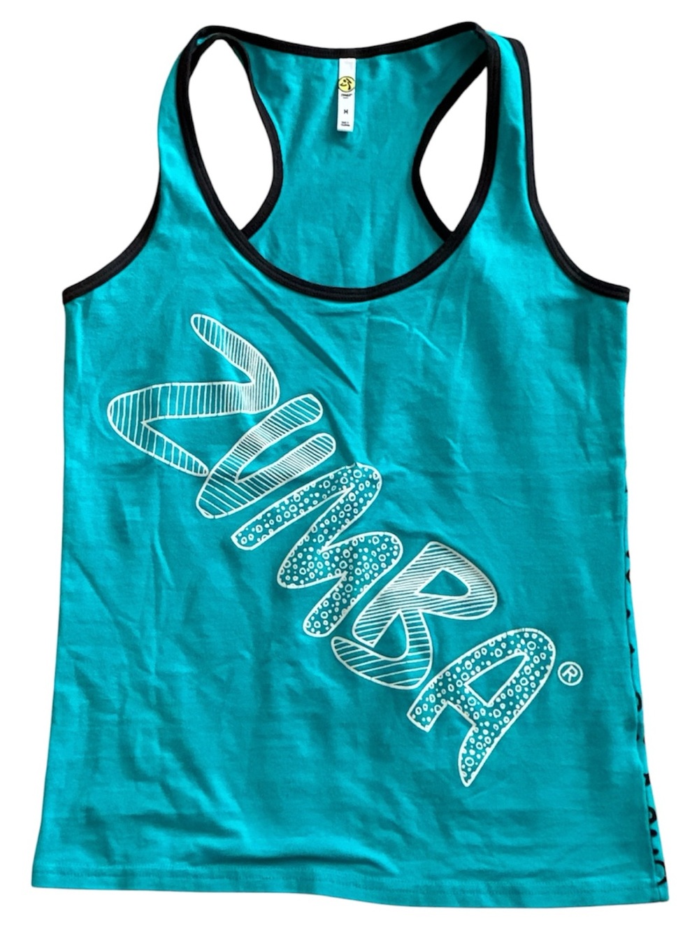 Zumba Fitness Blue Racerback Graphic Dance  Workout Tank Top size M